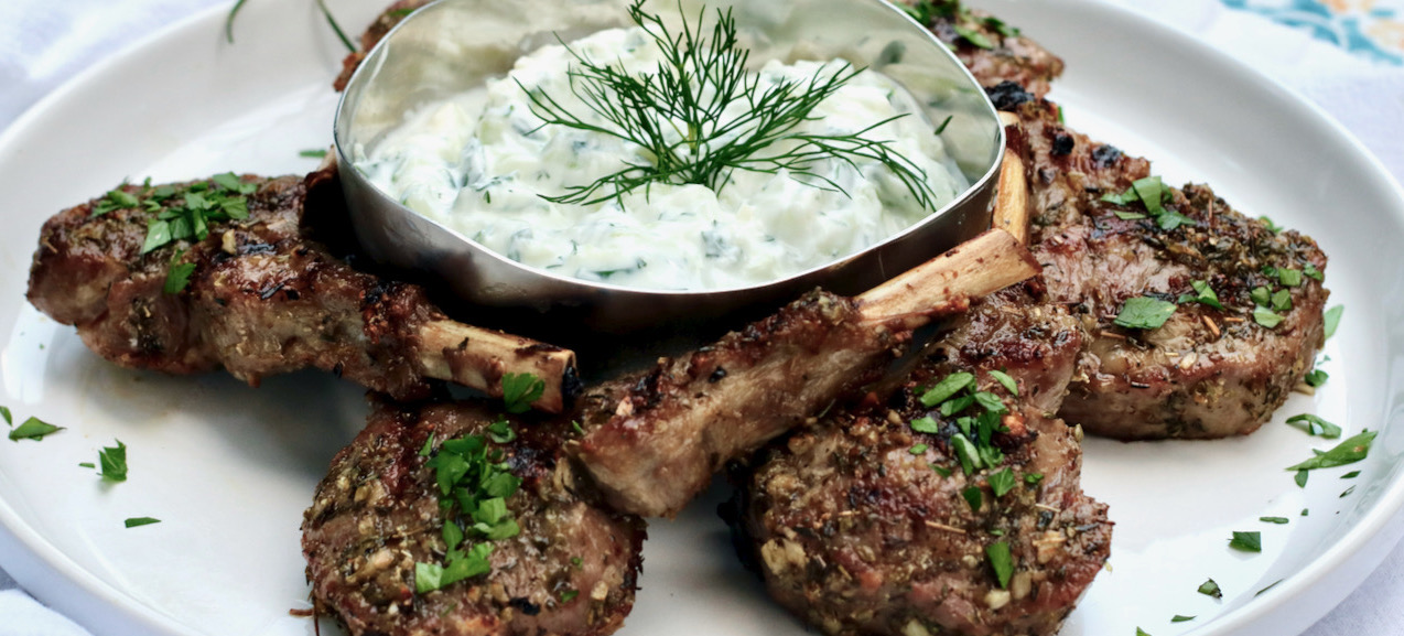 Grilled Lamb Chops & Tzatziki - DINENATION